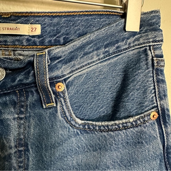 Levi’s Premium Ribcage Straight Button Fly Raw Hem Jeans Size 27 - Picture 7 of 15